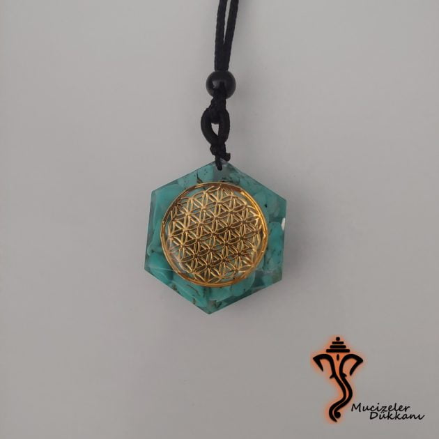 Turkuaz Yaşam Çiçeği Kolye